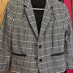 Express Black and White Plaid Blazer